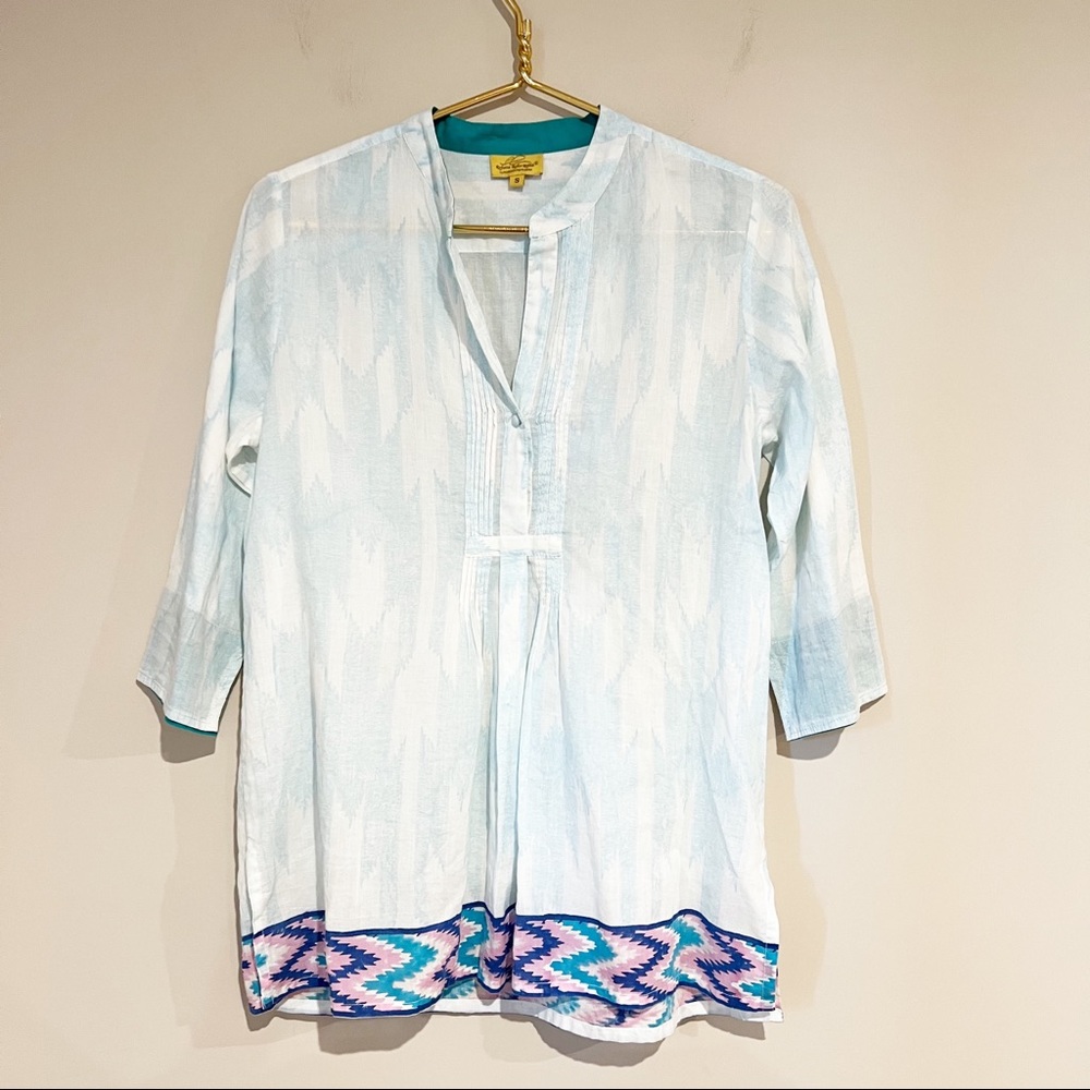 Roberta Roller Rabbit Ikat Aztec Chevron Border Cotton Blouse